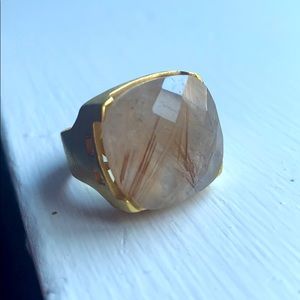Smoky Quartz Gold Statement Ring